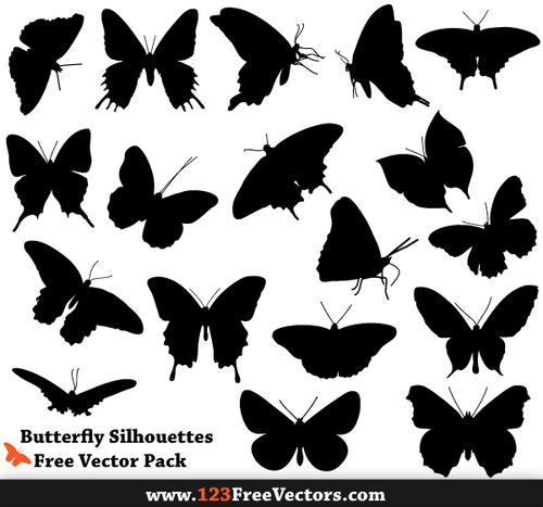 Butterfly silhuett vektor Pack